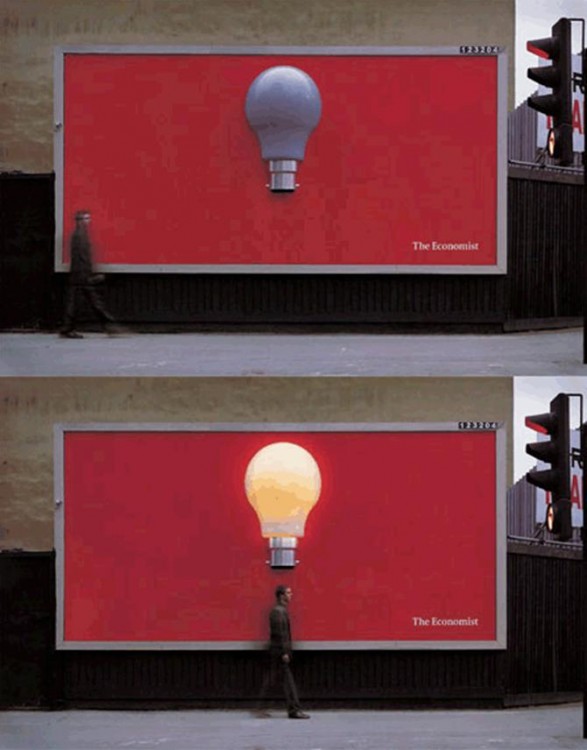 publicidad una idea luminosa, en la via publica