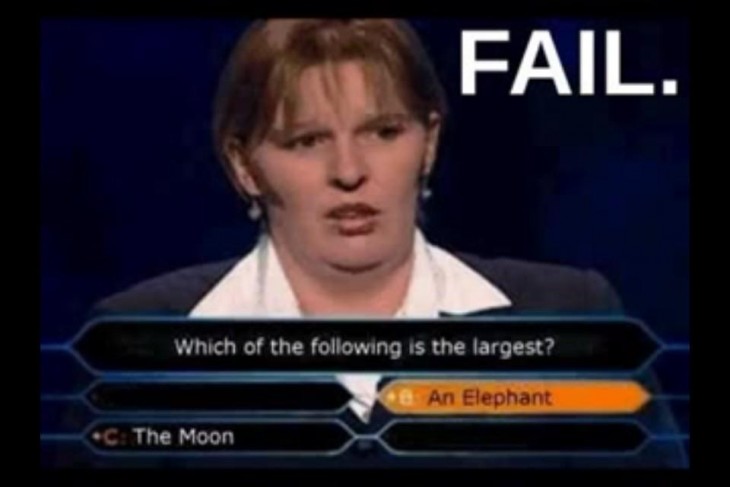 Fails en concursos de TV, cree que un elefante es mas grande que la luna