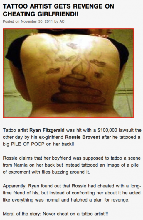 tatuaje en forma de popo que le hicieron a una mujer infiel