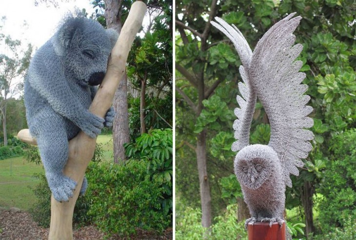Escultura de animales hechas con alambre 