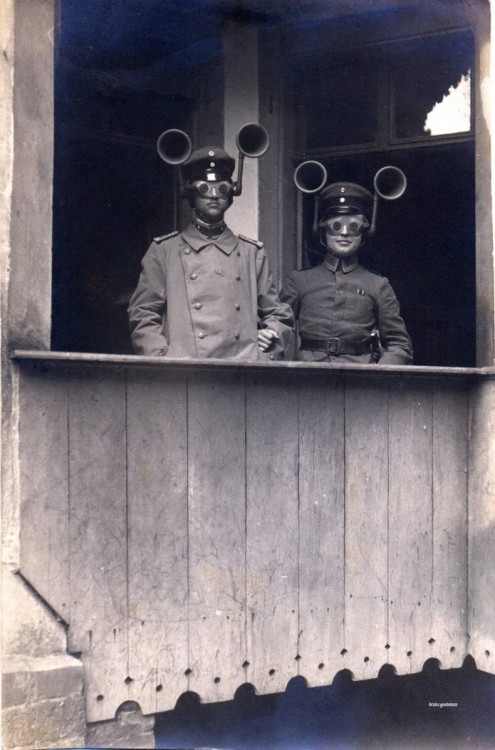 Audífonos para escuchar aviones Primera Guerra Mundial