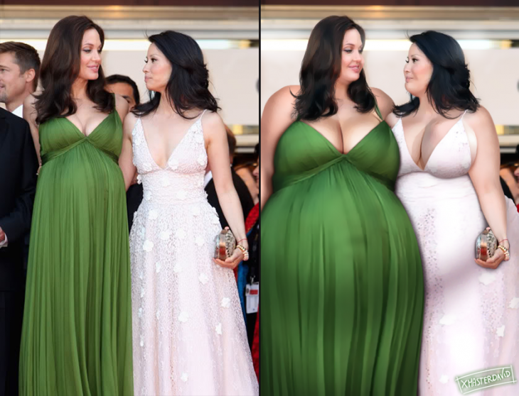 Angelina Jolie y Lucy Liu antes y después con sobrepeso por David Lopera 