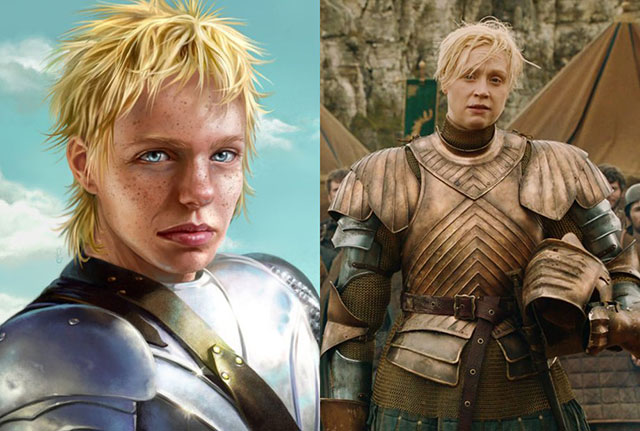 Brienne of Tarth personaje en su libro como en su serie 
