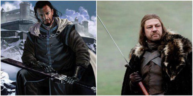 Ned Stark en su personaje con la serie y con su libro 
