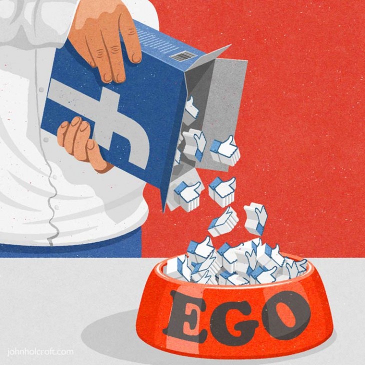 persona vaciando likes a un tazón con la palabra EGO