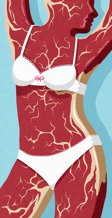 un pedazo de carne en forma del cuerpo de una mujer