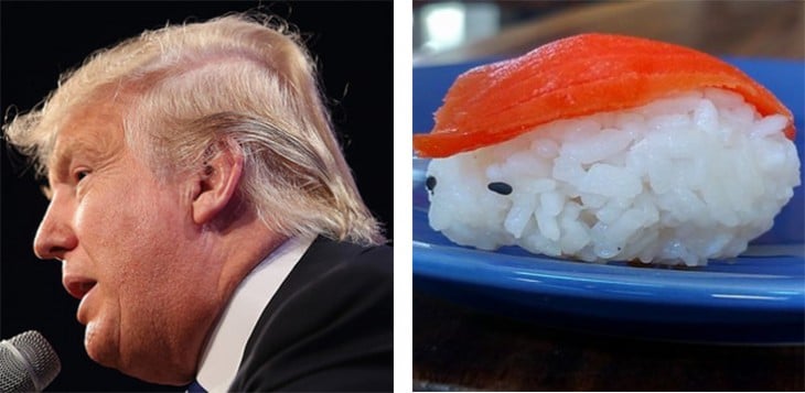 Donald Trump junto a una pieza de Sushi 