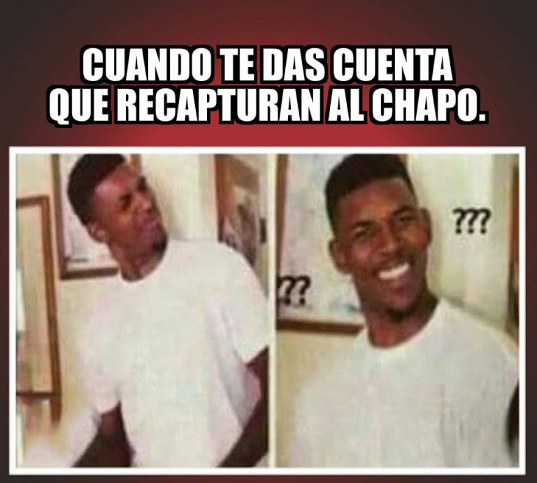 meme del hombre sorprendido con su expresión cuando capturan al chapo