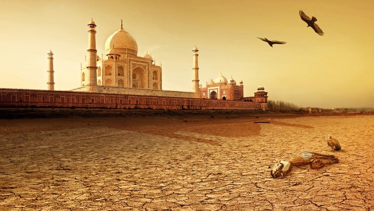 Assim, gostaria de olhar como o Taj Mahal a seca extrema no futuro 