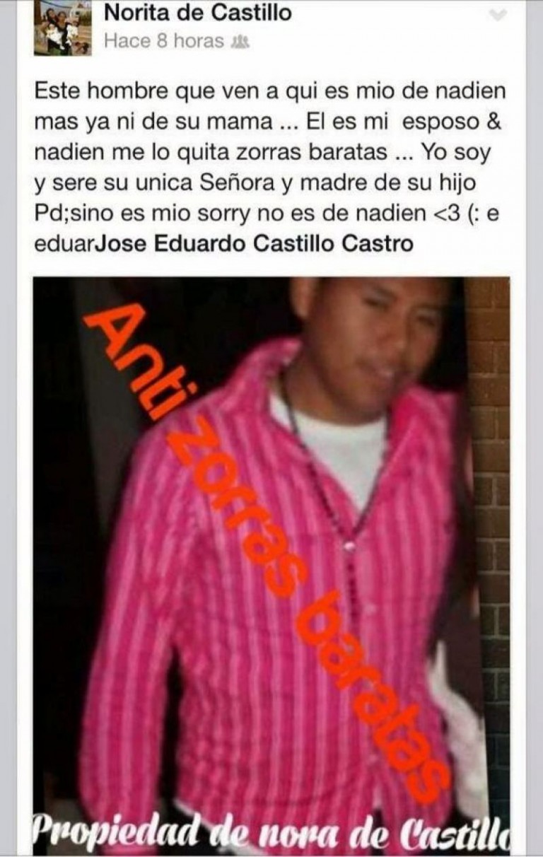 publicación de Facebook de una mujer que dice que su esposo es suyo y de nadie más