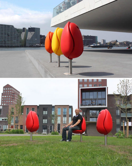 asientos en forma de tulipán 