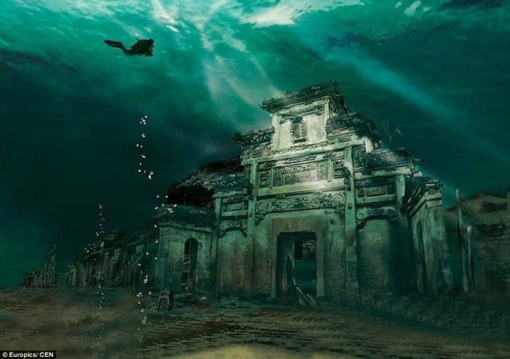 ciudad en el fondo del mar en Shicheng, China 