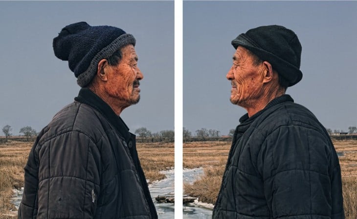 GEMELOS CHINO CON UN GORRO DE INVIERNO EN SUS CABEZAS