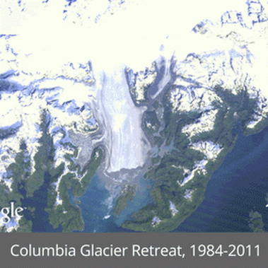 glaciar de columbia derritiendose