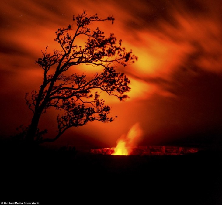 Kilauea, Hawaii al atardecer