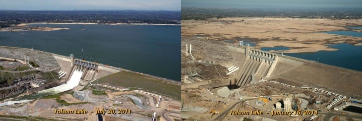 sequia en california, antes y despues de los embalces