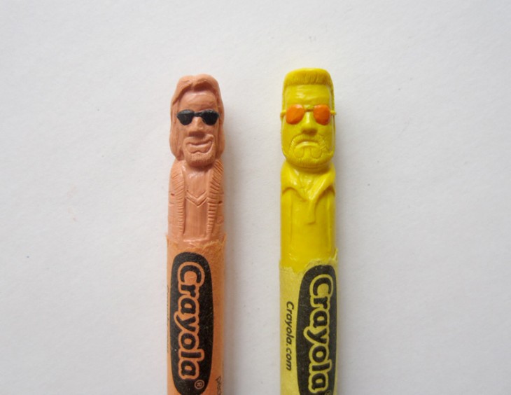 Dos crayolas con la cara de Big lebowski y  hoang tran