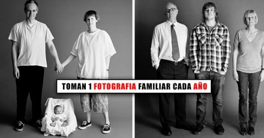 familia toma una fotografia cada año