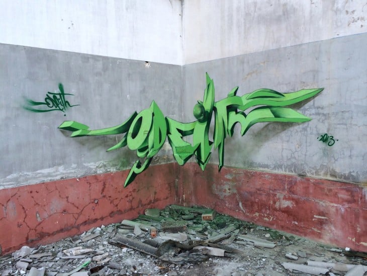 Graffiti en 3 dimensiones por Odeith sale del muro