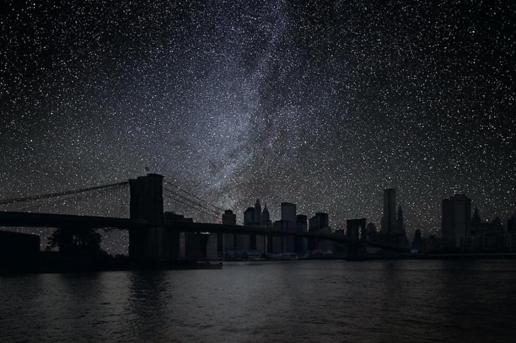 Puente de Nueva York a oscuras 