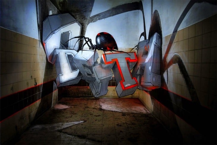 Graffiti en 3 dimensiones por Odeith sale del muro