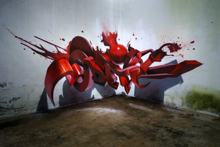 Graffiti en 3 dimensiones por Odeith sale del muro