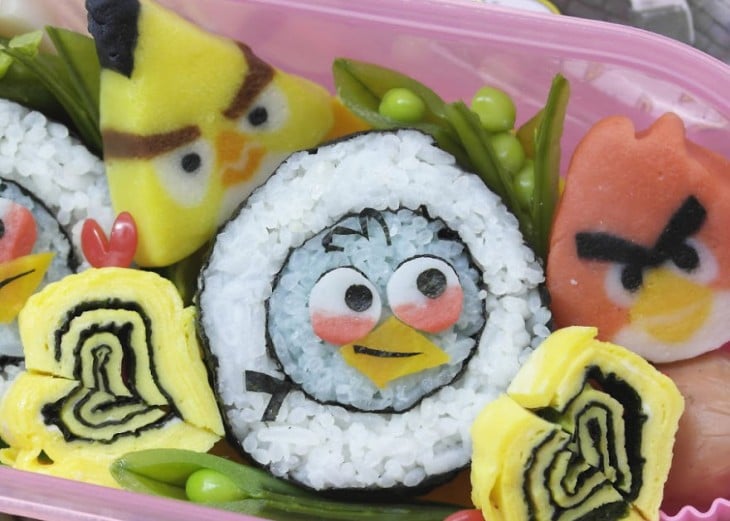 sushi en forma de pajaritos de angry birds