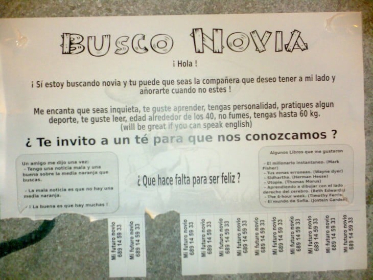 cartel busco novia