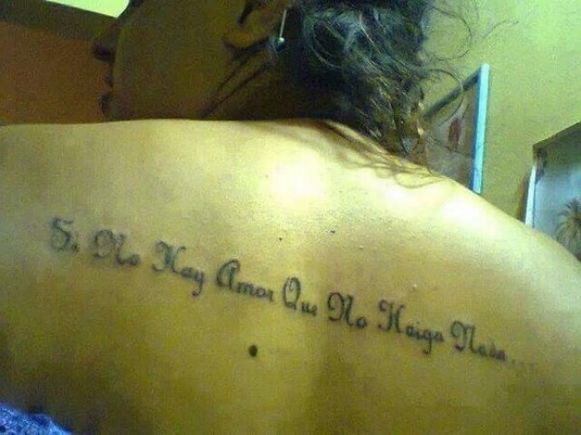 tatuaje mal escrito ,Si no hay amor, que no "haiga" nada