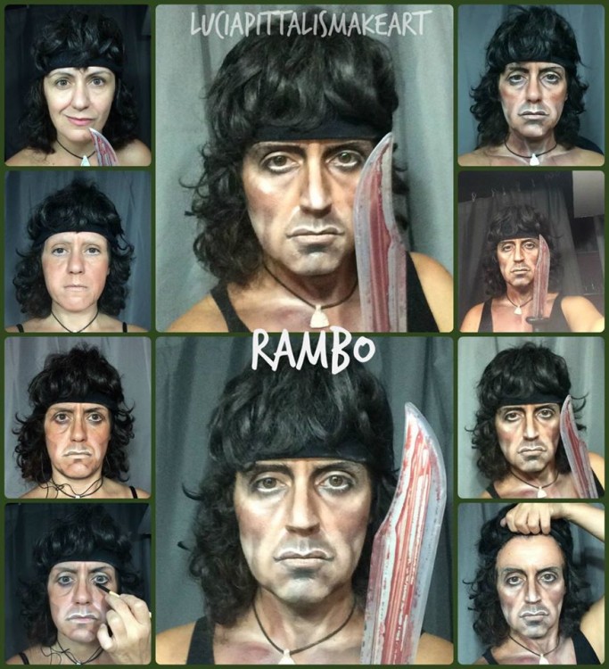 Transformación de Lucía Pitallis como Rambo