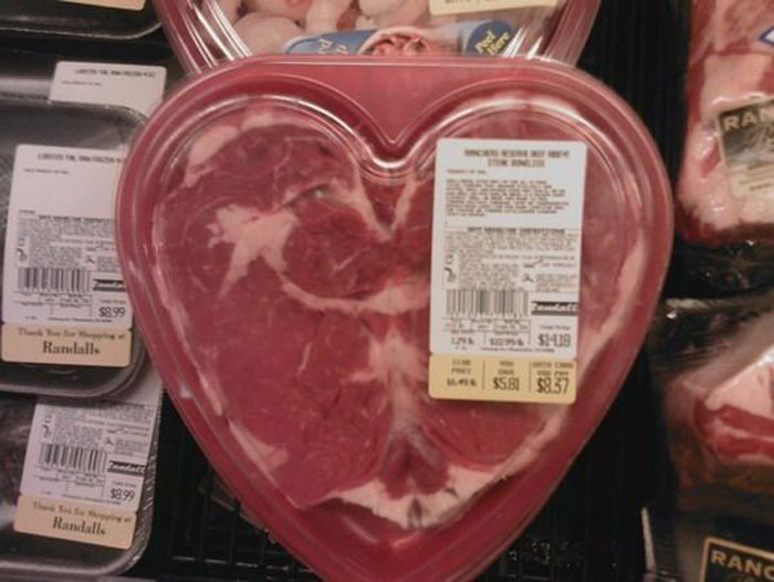 Carne en paquete de corazón