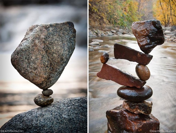 monumentos en piedra en el rio