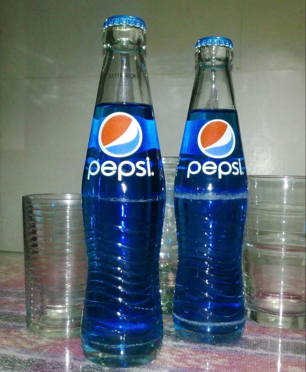 Pepsi blue de botella de vidrio 