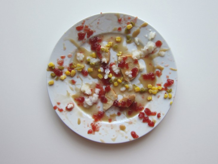 Hannah Rothstein' plato con comida al estilo Jackson Pollock