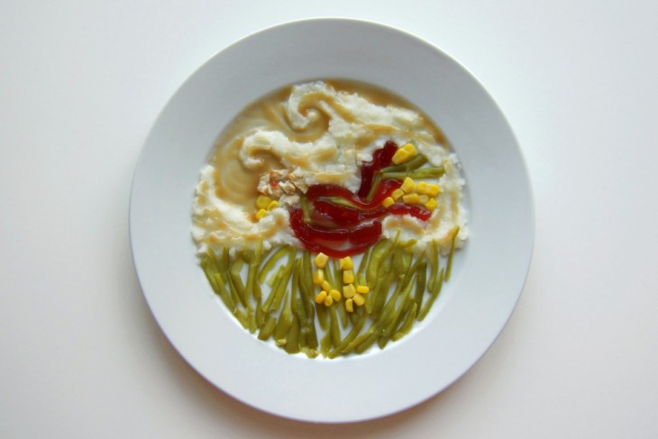 Hannah Rothstein' plato con comida al estilo Vincent Van Gogh