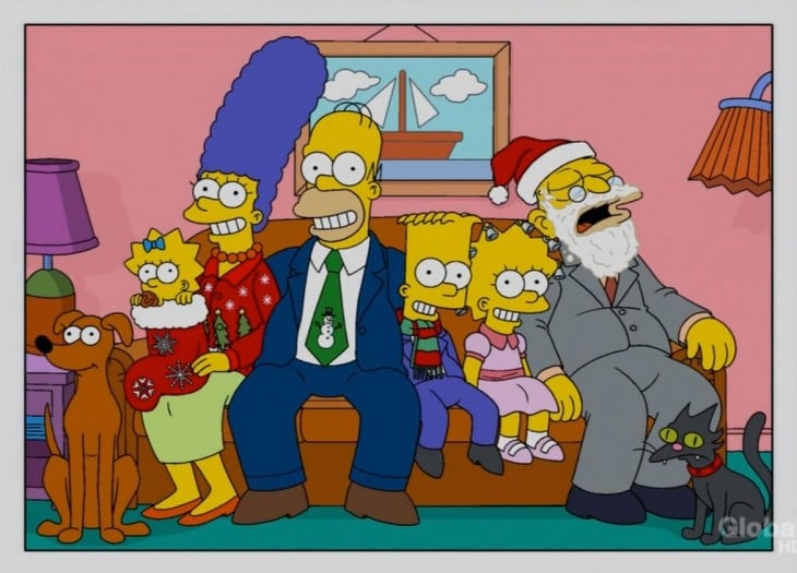 Los simpson Posando para la foto de navidad