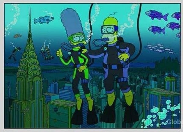 Los simpson buceando en el fondo del mar