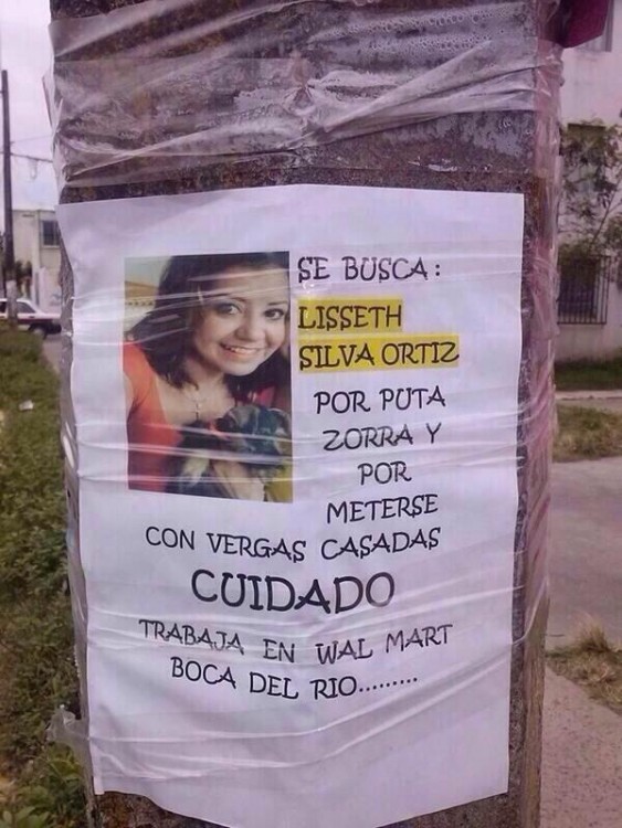 Letrero que pone una novia celosa 