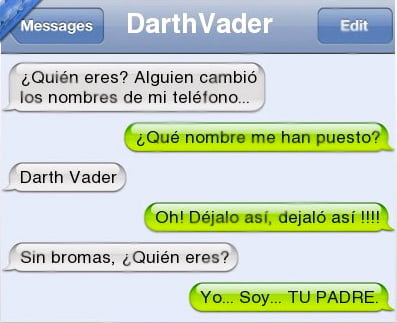 Mensaje de texto de Darth Vader 
