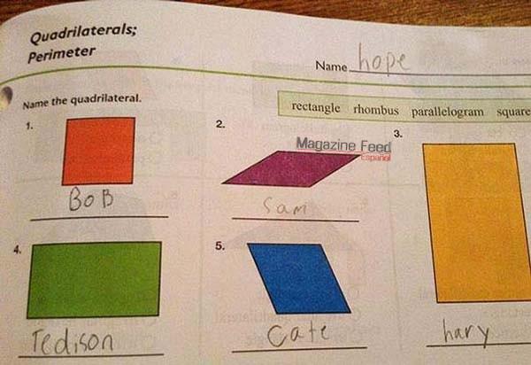 Examen de ponerle los nombres a los cuadriláteros 