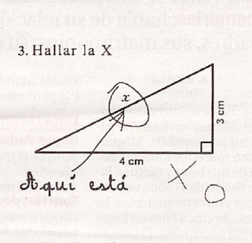 respuesta de un examen sobre hallar la x