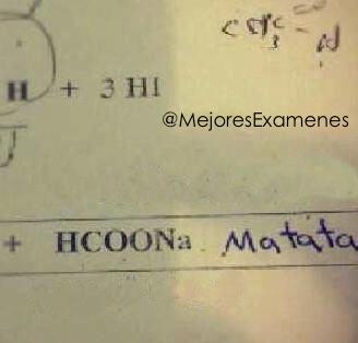 Respuesta creativa de un examen de química 