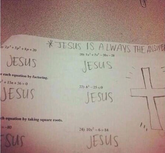 Examen en donde Jesús es la respuesta a todo