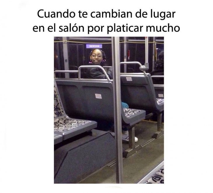 meme de cuando te cambian de asiento 