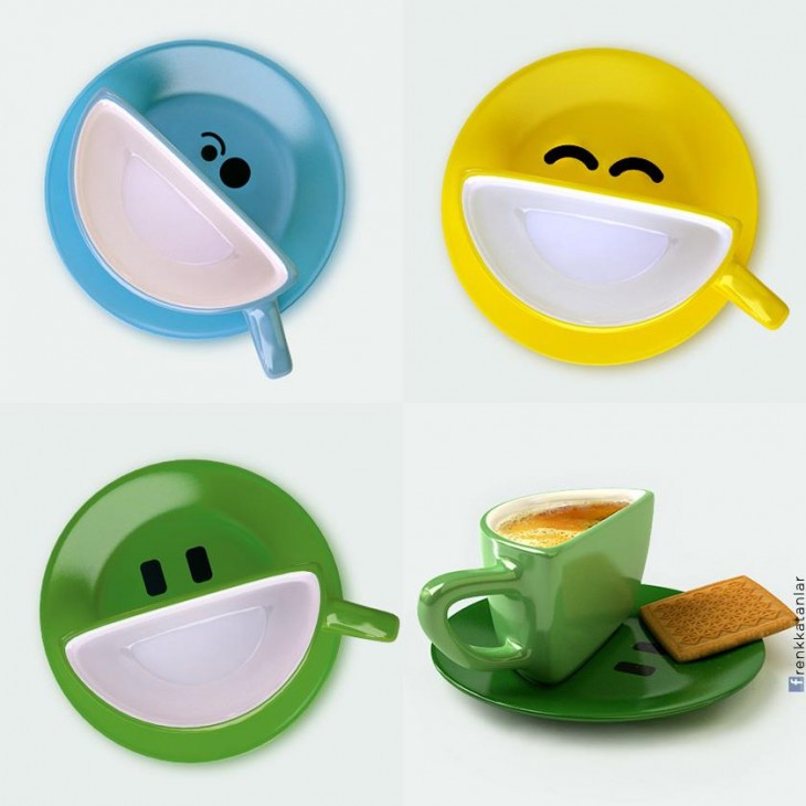 Set de tazas creativas con sonrisas 