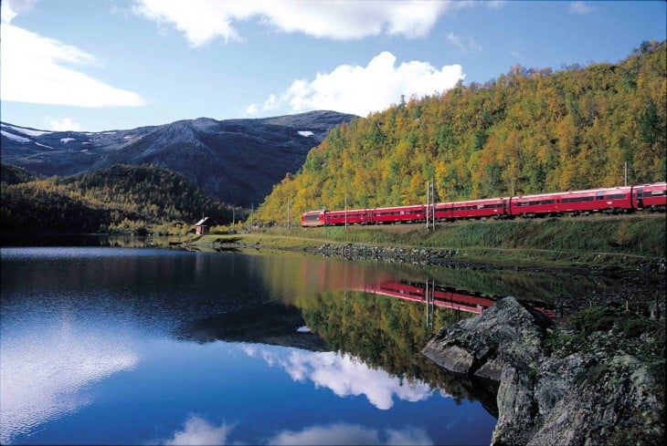 Línea que recorre el tren noruego Bergen 