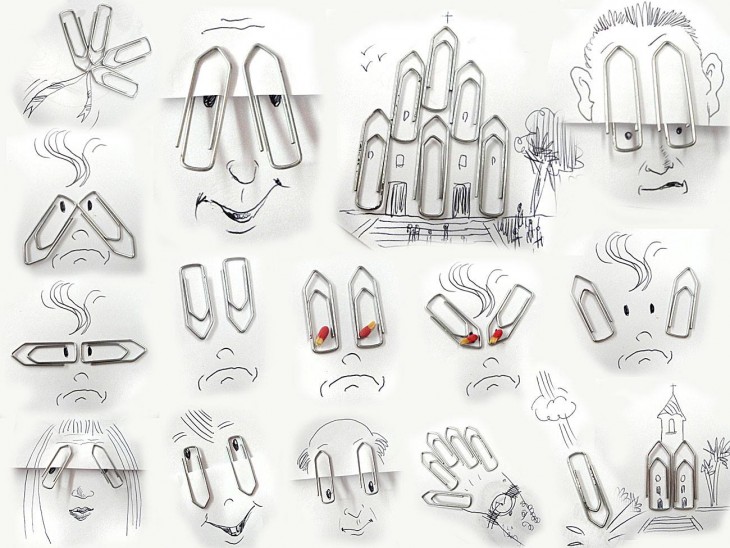 dibujo con paper clips de artista victor nunes