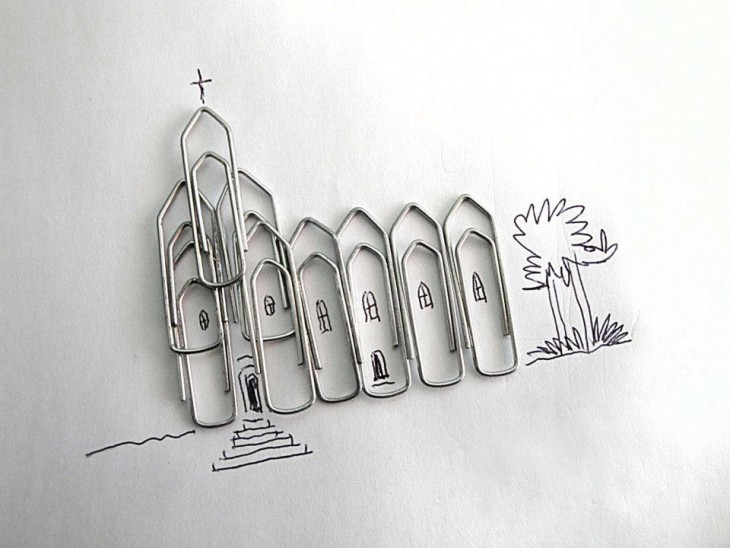 dibujo con paper clips de artista victor nunes