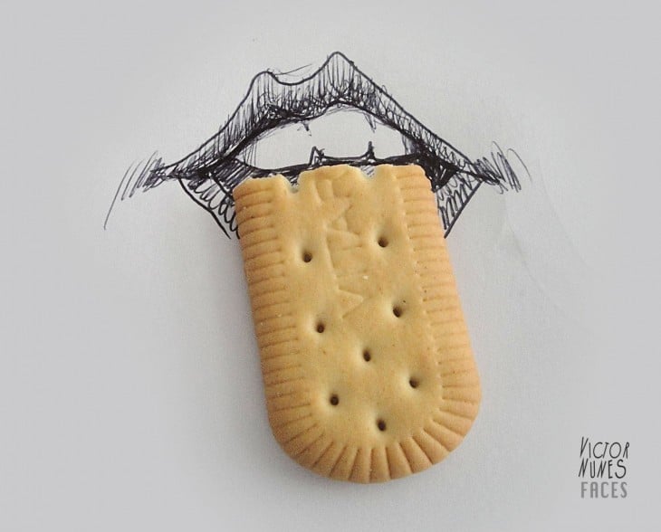 dibujo con galletas de artista victor nunes