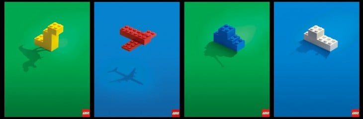 publicidad de lego, donde las sombras muestran el objeto